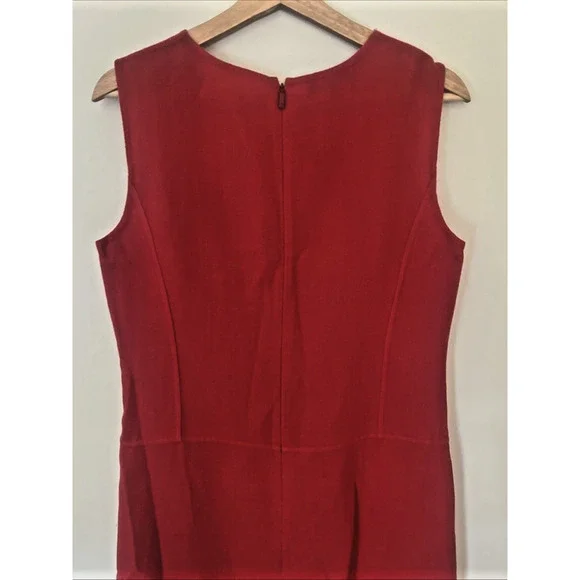 Lafayette 148 Sheath Wool Dress Size 6 Red Sleeveless Pockets - Picture 6 of 9